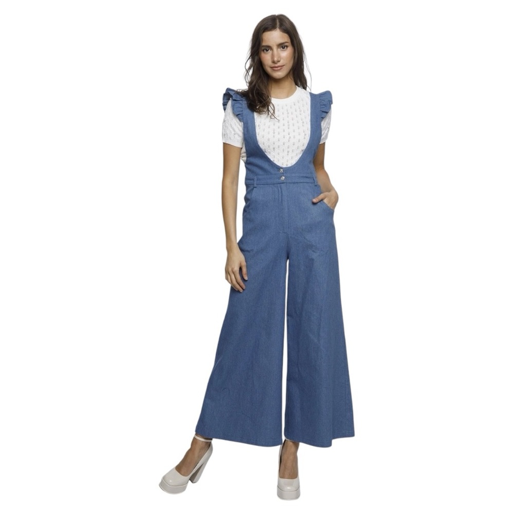 Trendy One-Piece Denim Wide-Leg Jumpsuit